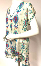 JOHNNY WAS Silk TUNIC Tunic Top Wearable Art Oversize Print Size Small