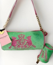 NEW Juicy Couture Scottie Barrel Shoulder Bag Retro Green With Mini Barrel Charm