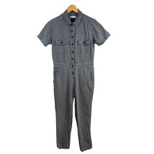 Outerknown Utility Jumpsuit Short Sleeve Grey Chambray Button Up Womens XS