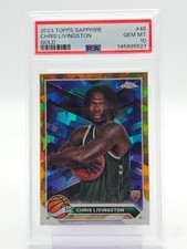 CHRIS LIVINGSTON 2023-24 TOPPS CHROME SAPPHIRE GOLD /50 ROOKIE #46 PSA 10 Q1639