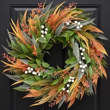 26 Inch Fall Wreaths for Front Door, Autumn Wreath with Storage Bag