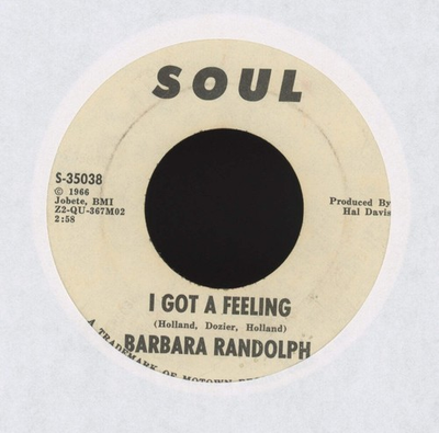 #ad Barbara Randolph I Got A Feeling on SOUL Promo Northern Soul 45 $34.99