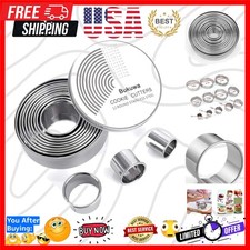 12 Pieces Round Cookie Biscuit Cutter Set,Graduated Circle Pastry Cutters,18/...