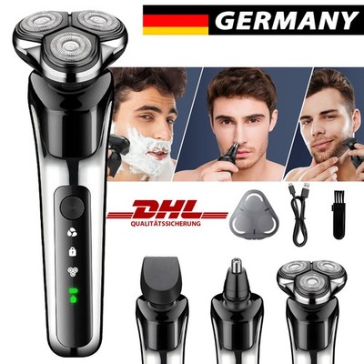 Herren Rasierer Elektrischer Rasierapparat Nass Trocken Trimmer Bart 3in1 4D USB