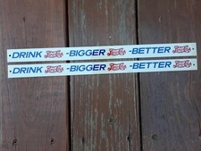 2 TWO VINTAGE NOS METAL PAINTED SHELF STRIP SIGN PEPSI COLA DRINK BIGGER BETTER