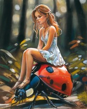 original drawing 24 x 30 cm 147AG artwork pastel Forest Thumbelina