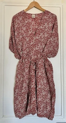 NUDE ATELIER Robe portefeuille 48 rouge blanc modal coton col V ceinturée - Photo 1/4