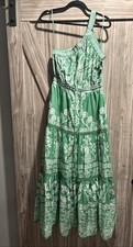 FARM Rio Sweet Garden Green Maxi Dress Size Small One Shoulder