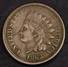 1863 CN Indian Head Cent XF Cleaned Weak Strike...........Lot 5836