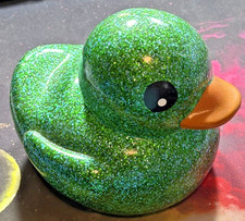 Jumbo 6 Inch Green Glitter Rubber Duck Giant Large Sparkle Bath Toy Collectible