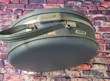 Vintage American Tourister Tri Taper Round Hat Box Carry on Suit Case Blue Hard