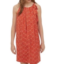 Size 6  Xs Orange & white  geometric Sleeveless Dress  H&M Relaxed Fit
