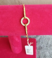 Brea Pretty Crystal Pave Circle Adjustable Chain Bracelet, Gold Plated 