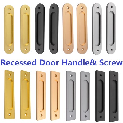 2Pcs Türklinken Türgriff Schiebetürgriff Griffe Recessed Door Pull Handle &Screw