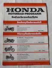 Motorrad Prospekt Honda Motorradpreise 1978