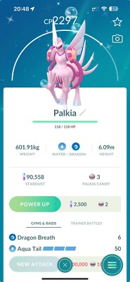 Pokémon Shiny Palkia Origin  80kStardust - MlNl P T C - GO Read Description