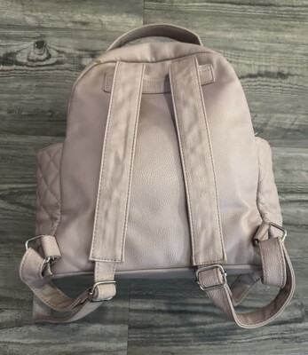 Betsey Johnson Blush Pink Heart-Embossed Mini Backpack Betsy Johnson Pink Embossed Flowers and Bow Backpack Silver  main image 4