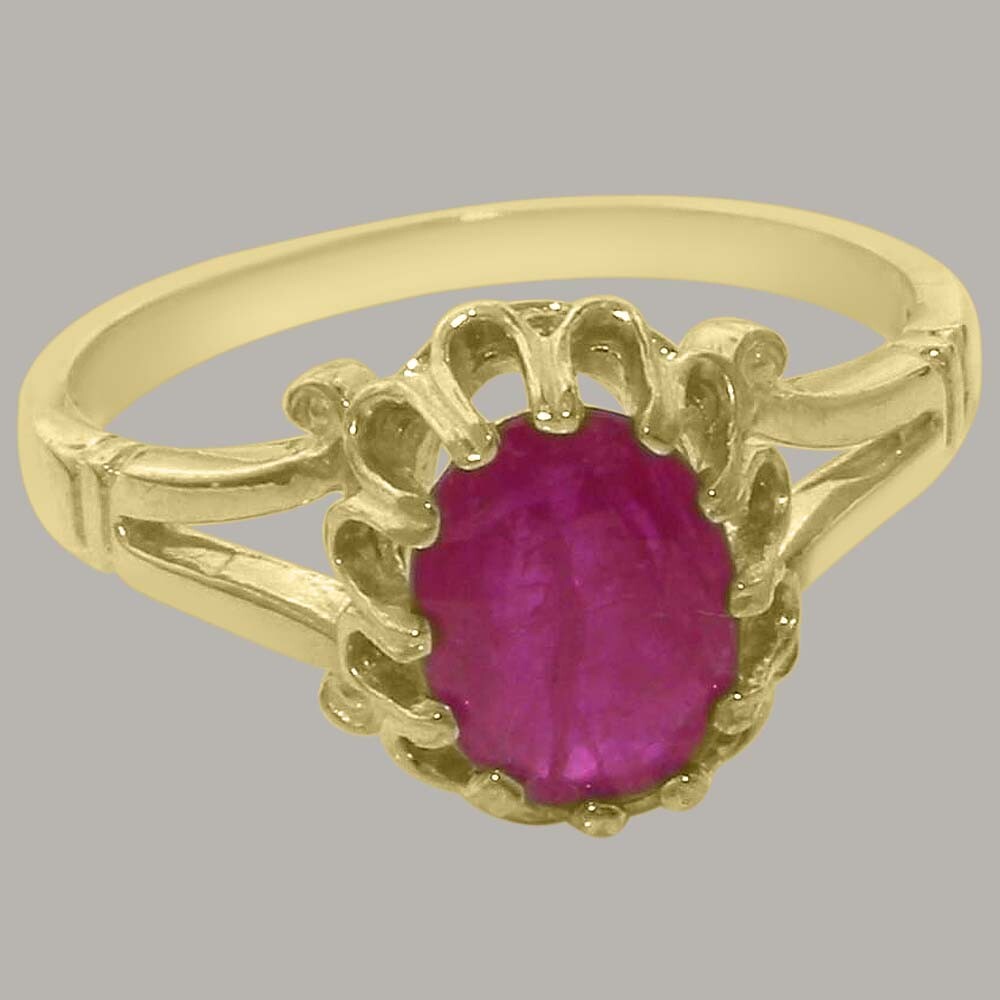 Solid 9k Yellow Gold Natural Ruby Womens Solitaire Ring Sizes