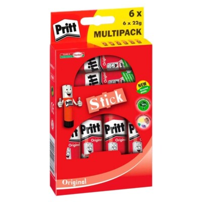 6 x Pritt Klebestift Klebetube 22g, auswaschbar, lösungsmittelfrei
