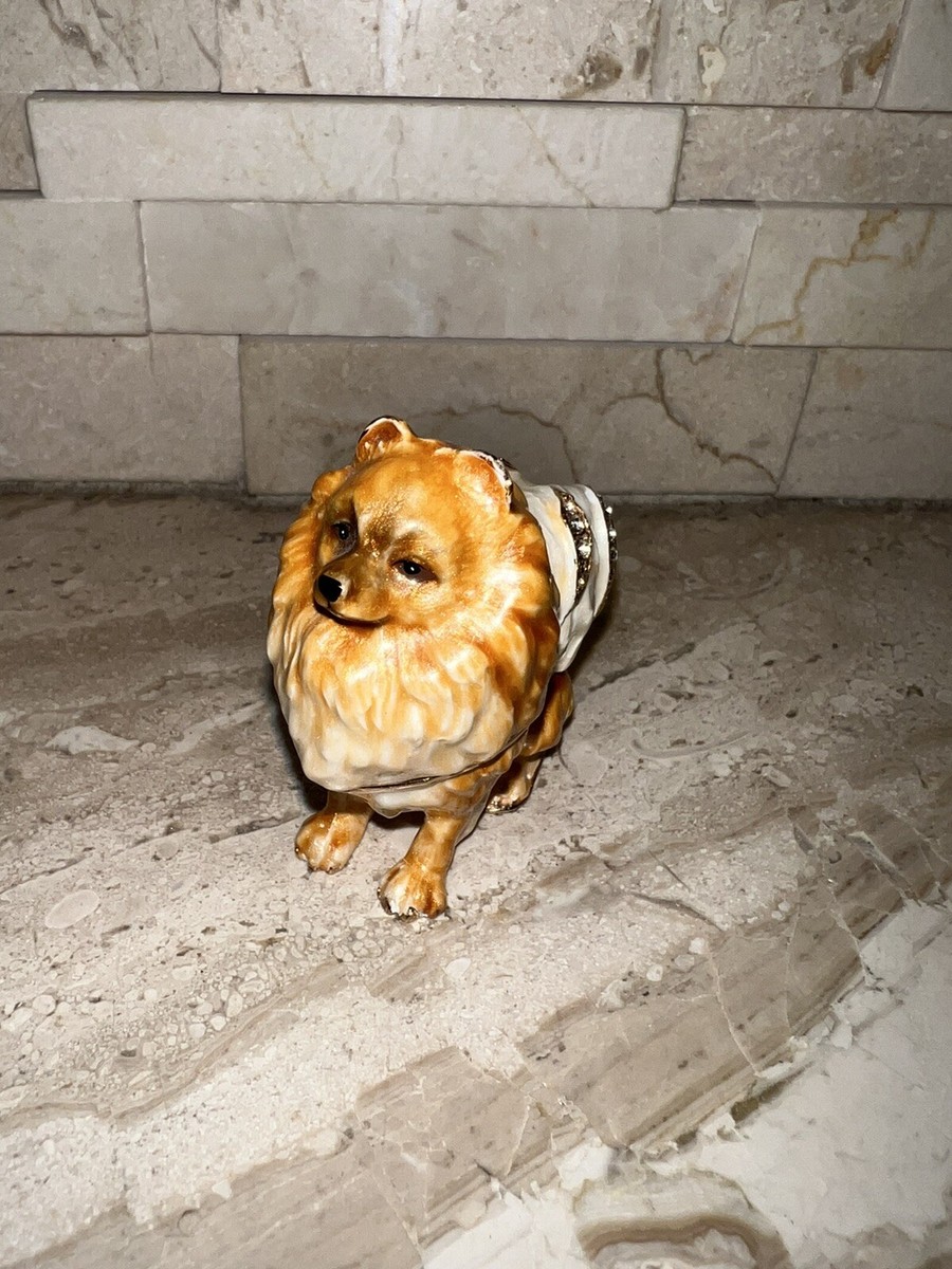 Pomeranian Dog Jewelled Trinket Box with Crystals