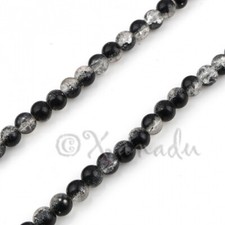 Black Crackle Glass Beads 6mm Jewelry Making Beads G707354 - 75, 150 Or 300PCs