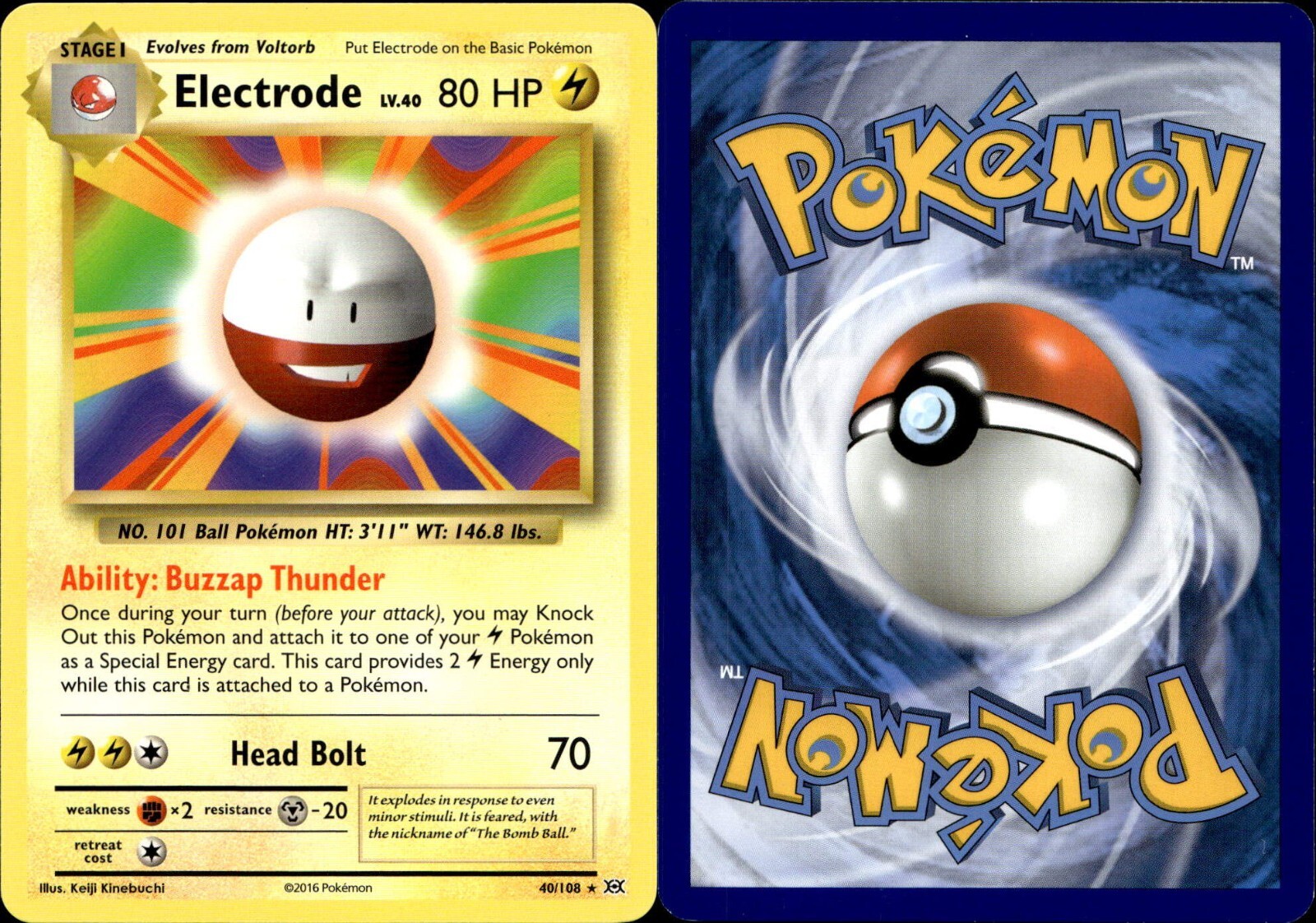 Pokemon Electrode 40/108 Evolutions XY RARE - Lightly Played