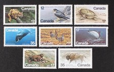 CANADA 1977-1981 Wild Animals, Whale, Falcon, Bison etc set of 8 stamps Mint NH