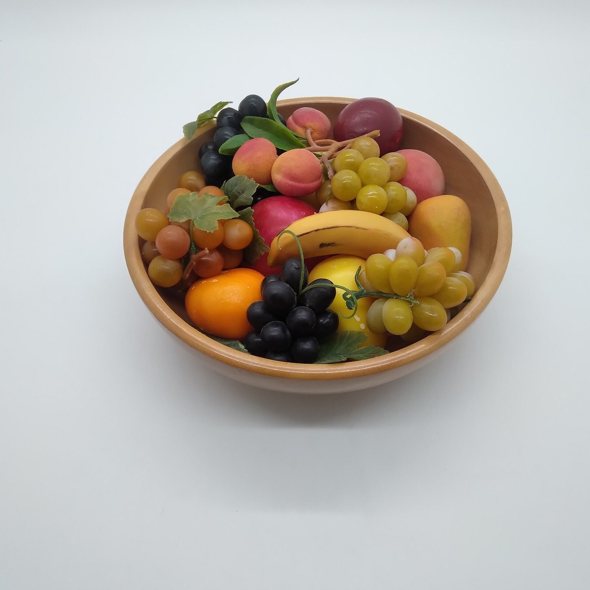 Vintage Artificial Fruit In Wooden Bowl Kitchen Decor Standard 