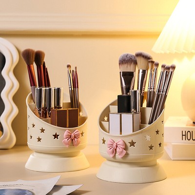 Cute Bow Makeup Brush Storage Tube Case Portable Desktop Organizer Makeup Too#lk