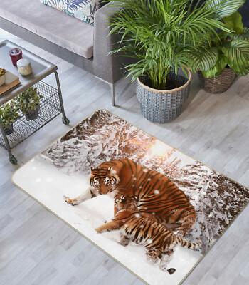 3D Forest Snow Tiger B123 Animal Non Slip Rug Mat Elegant Photo Carpet Zoe