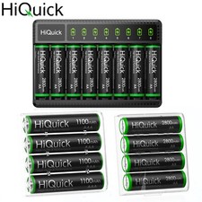 HiQuick AAA AA Rechargeable Batteries 1100 2800mAh Ni-MH / Battery Charger Lot