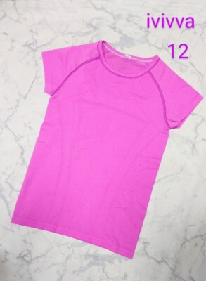 Wunderschönes rosa ivivva Kurzarm T-Shirt Eiskunstlauf Übungskleidung Größe 12