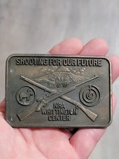 C VINTAGE Belt Buckle brass NRA Whittington Center Shooting for our future
