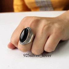 925 Sterling Silver Black Onyx Handmade Exotic 100 GENUINE Handmade Ring D-58