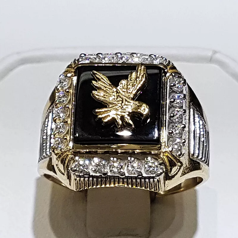 10K Yellow Gold & Rhodium Mens Eagle Ring, Size 10 - Walmart.ca