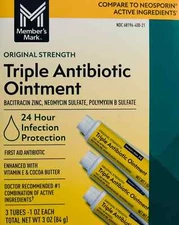 Member's Mark Triple Antibiotic Ointment Original (Neosporin) 3 Tubes x 1 Oz