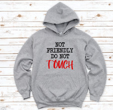 Not Friendly, Do Not Touch, Gray, Unisex Hoodie