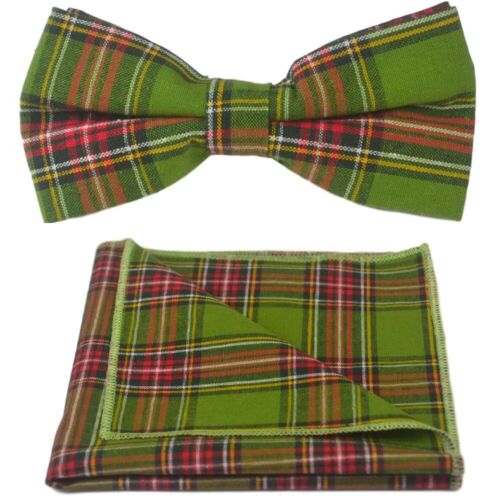 Tradizionale Tartan Verde Fiocco Cravatta E Tasca Quadrato Set, Quadri, Plaid - Bild 1 von 3