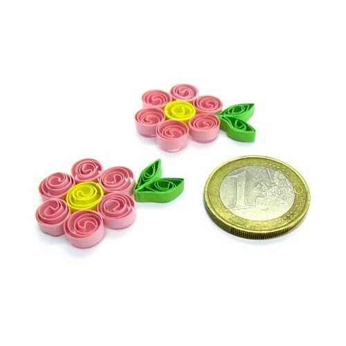2 FLEURS en papier - Quilling Fait main _ 2,2X3,2cm _ Scrap carterie embellisse - Picture 2 of 27