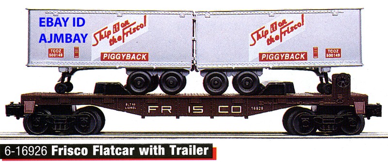 LIONEL 16923 LIONEL LINE, 16926 FRISCO  & 16928 SOO LINE FLATCARS WITH LOADS NEW