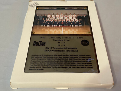 2002-2003 Illinois Basketball Big Ten Champs NCAA 2nd Round Trophy Plaque