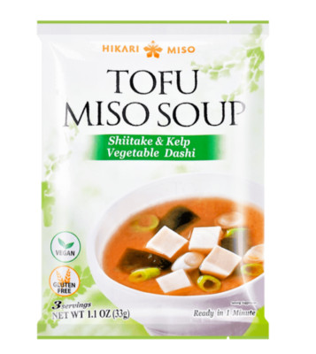Hikari Tofu Miso Soup Shiitake & Kelp Vegetable Dashi (3 Servings) Gluten Free