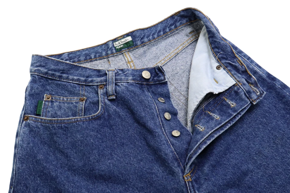 Pantalones de mezclilla Paul Smith para hombre W32 pierna ancha con botón mosca cintura alta Foto 4 de 4