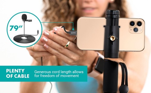 Movo iLav Digital Lightning Lavalier microfono a clip per iPhone, iPad, telefono - Foto 13 di 15