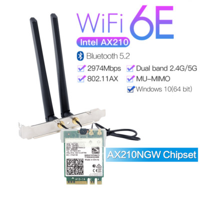 WiFi Card 6E 5400Mbps for AX210 M.2 WiFi Card Desktop Kit Bluetooth Network Card