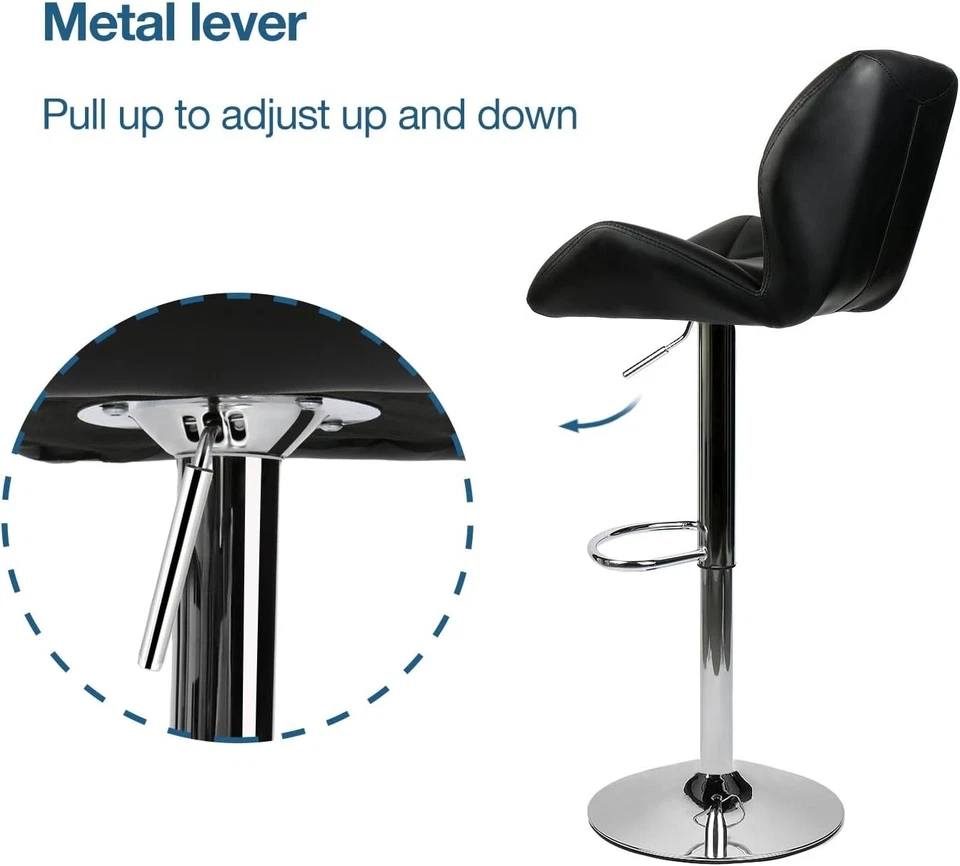 Set of 4 Bar Stools Height Adjustable Chair Swivel Seat Counter Kitchen Seat Pub - Image 4 of 4
