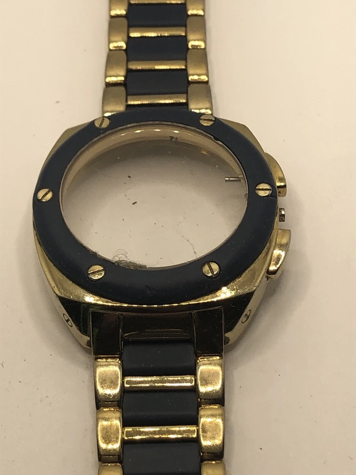 Caja de piezas de reloj Michael Kors correa de 42 mm cierre de 20 mm eslabones dorados/azules GY302 Foto 2 de 4