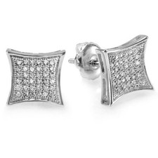 0.15 Carat ctw Sterling Silver White Diamond Men's Stud Earrings