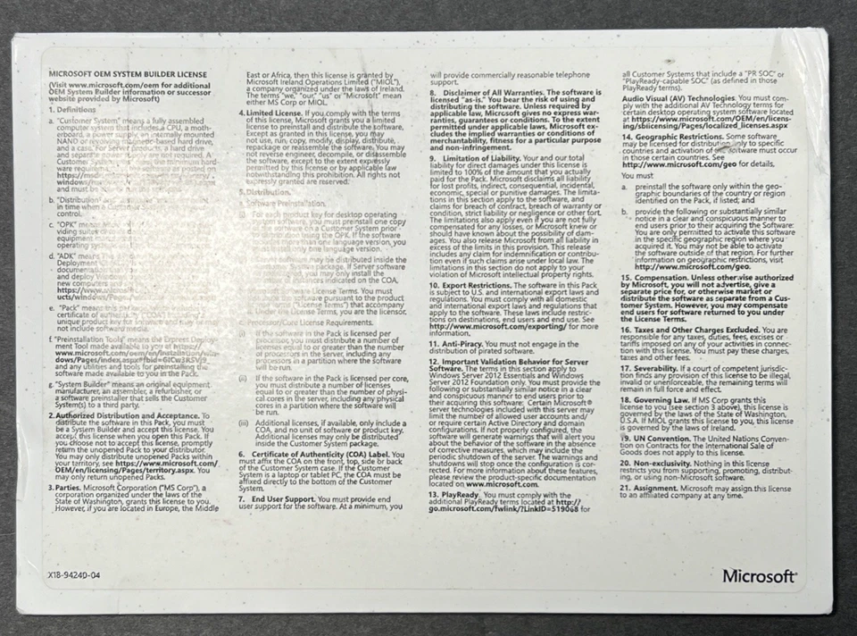 Microsoft Windows Server 2016 Essentials, SKU G3S-01045 - See Photos - Image 4 of 4