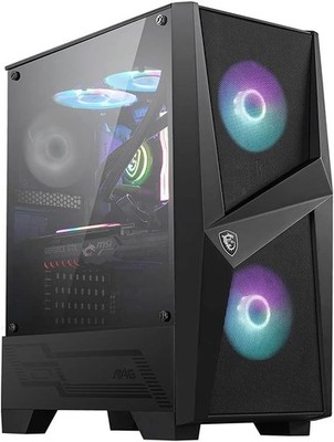 MSI MAG FORGE 100R Mid Tower Gaming Computer Gehäuse 'Schwarz, 2x 120mm ARGB PWM Lüfter,